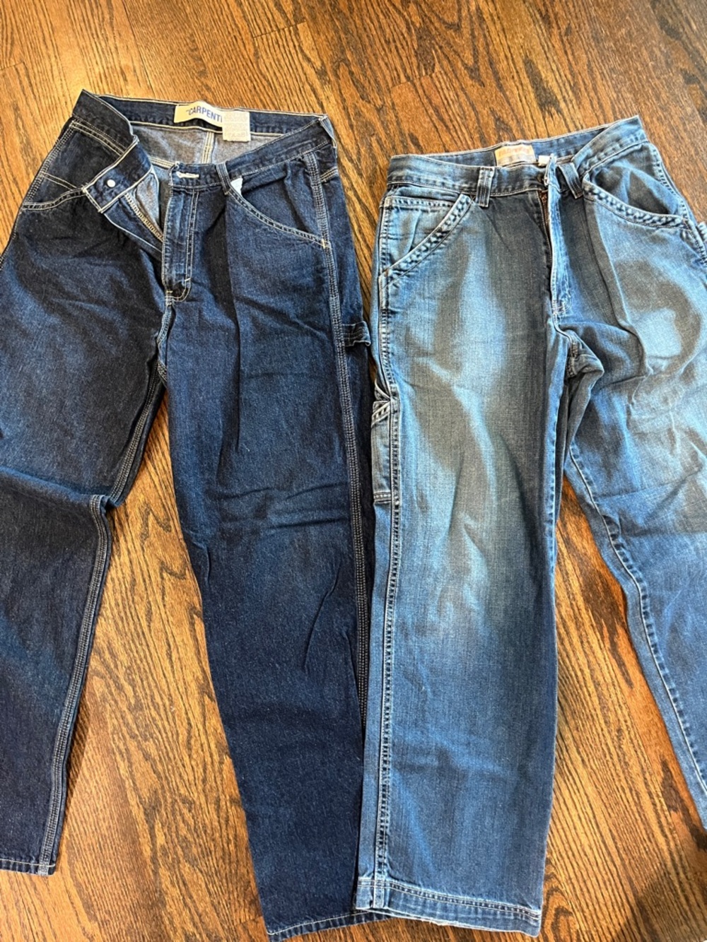 2 pair Men's Carpenter Jeans - Dark Blue / Light Blue Denim 32x32